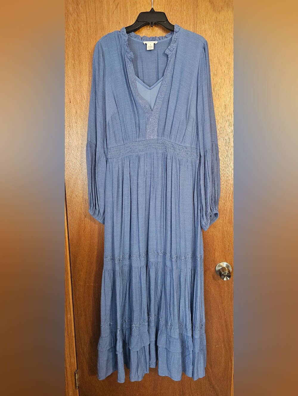 Torrid Size 0 Blue Festi Long Sleeve Maxi Dress